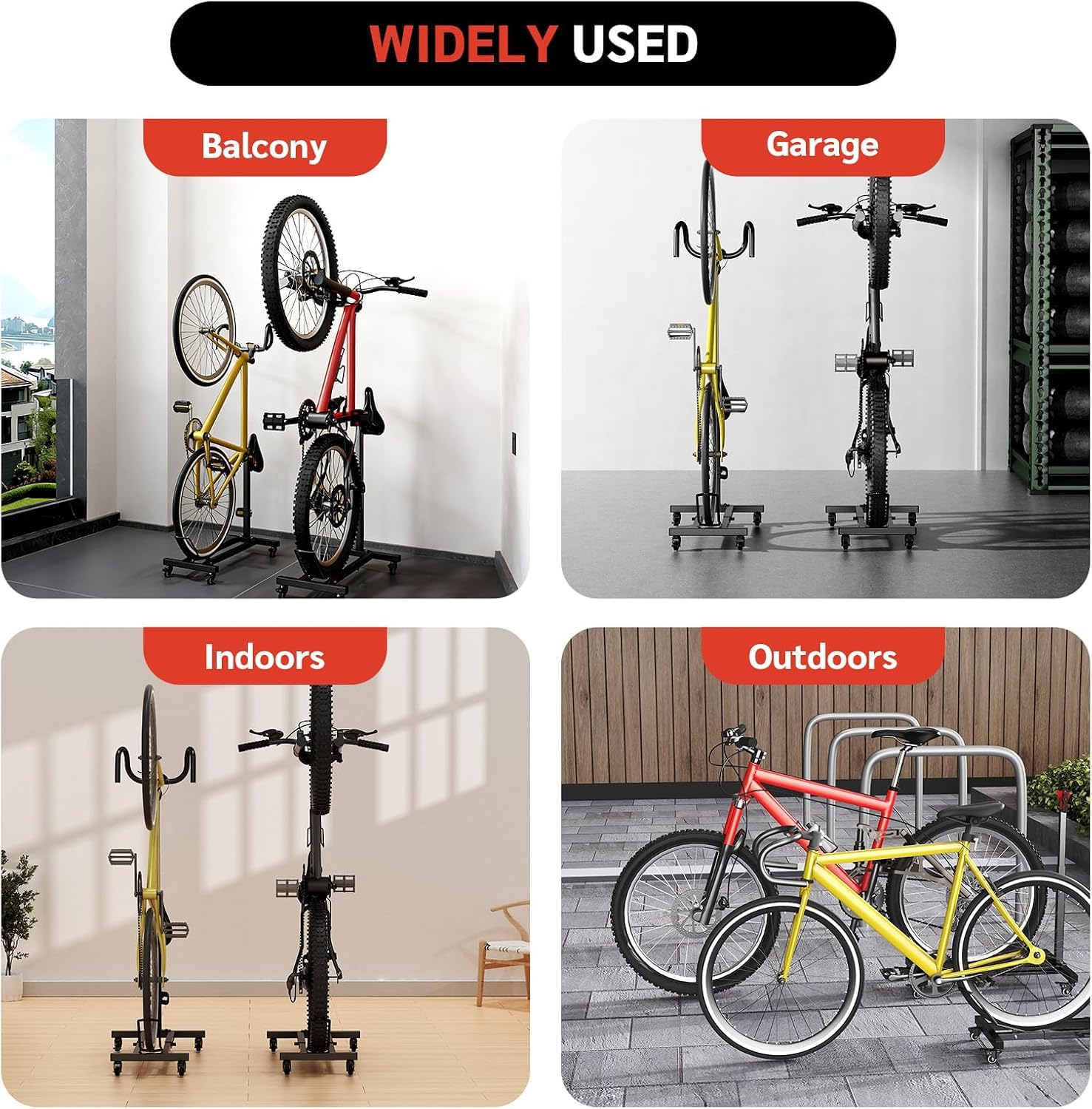 Support de sol de vélo réglable, support de vélo autonome, support de vélo pour VTT, VTT, vélo de course, largeur de pneu jusqu'à 8,5 cm