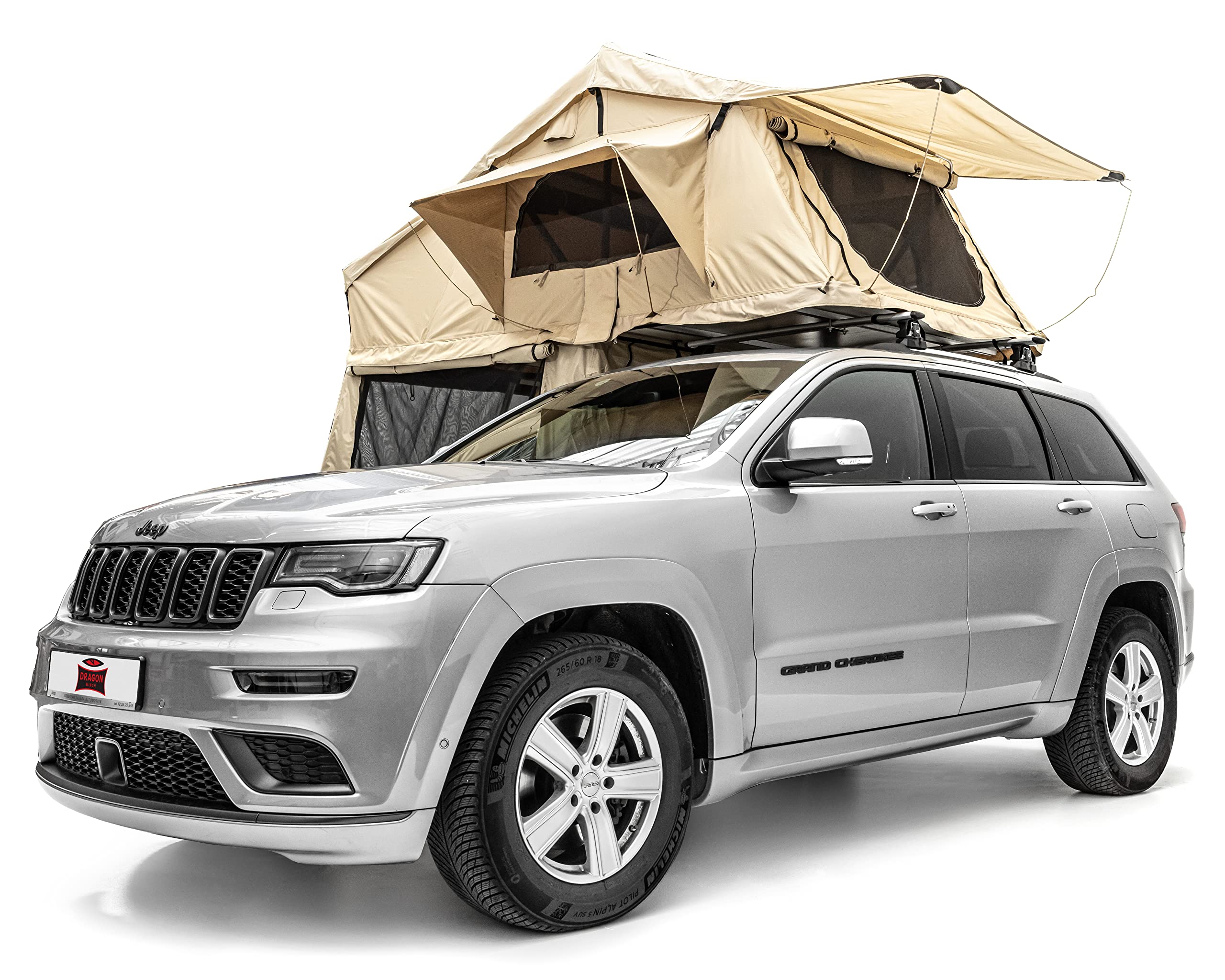 Dragon Winch Zelt mit Vorraum (Vorzelt) + Matratze - Komfortables, geräumiges und mobiles Campingzelt, komplett mit Teleskopleiter, Zubehörtaschen und Moskitonetzen | Camping Zelt | Wasserdicht