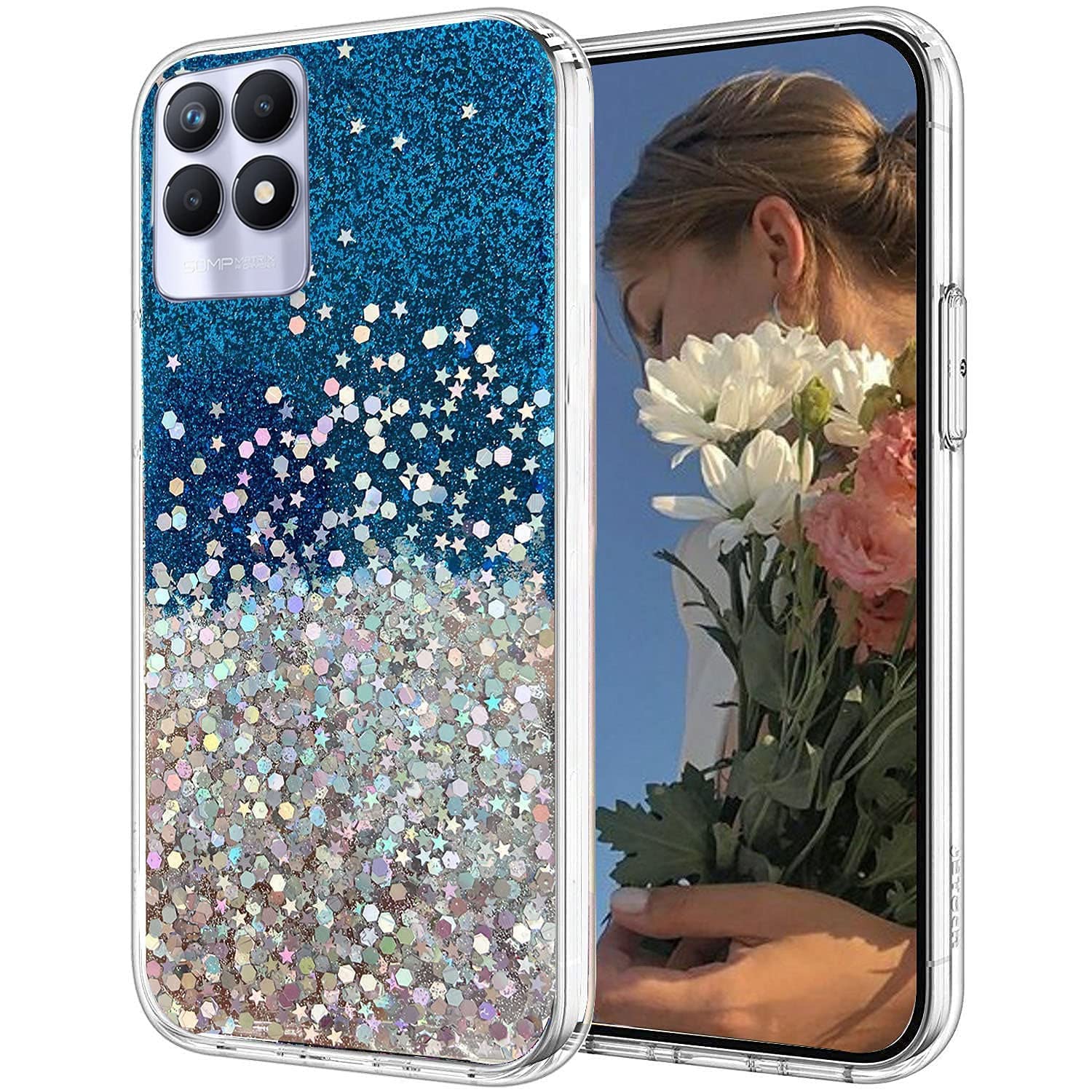 KC Back Cover for Realme 8i & Realme Narzo 50, Dry Fixed Glitter Bling Ultra Thin TPU Sparkle Stars Epoxy Silicone Girls Women Case (Blue) (B09YM16TWT) Amazon Price History, Amazon Price Tracker