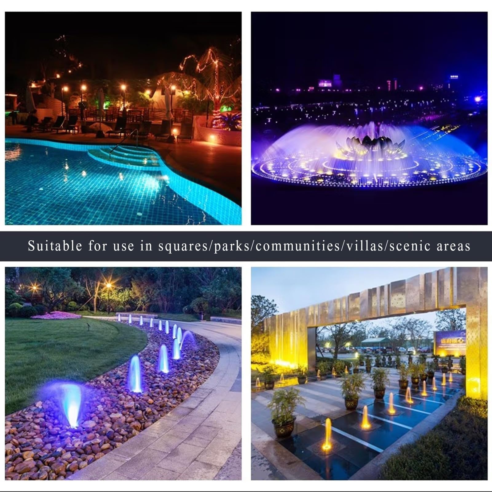 Ringförmige Brunnenleuchten - LED-Unterwasser-Landschaftsbeleuchtun, 12V/24V Niedervolt-Teichscheinwerfer Mit Mittleres Loch, IP68 wasserdichte Unterwasserleuchten(White,12W(24V))