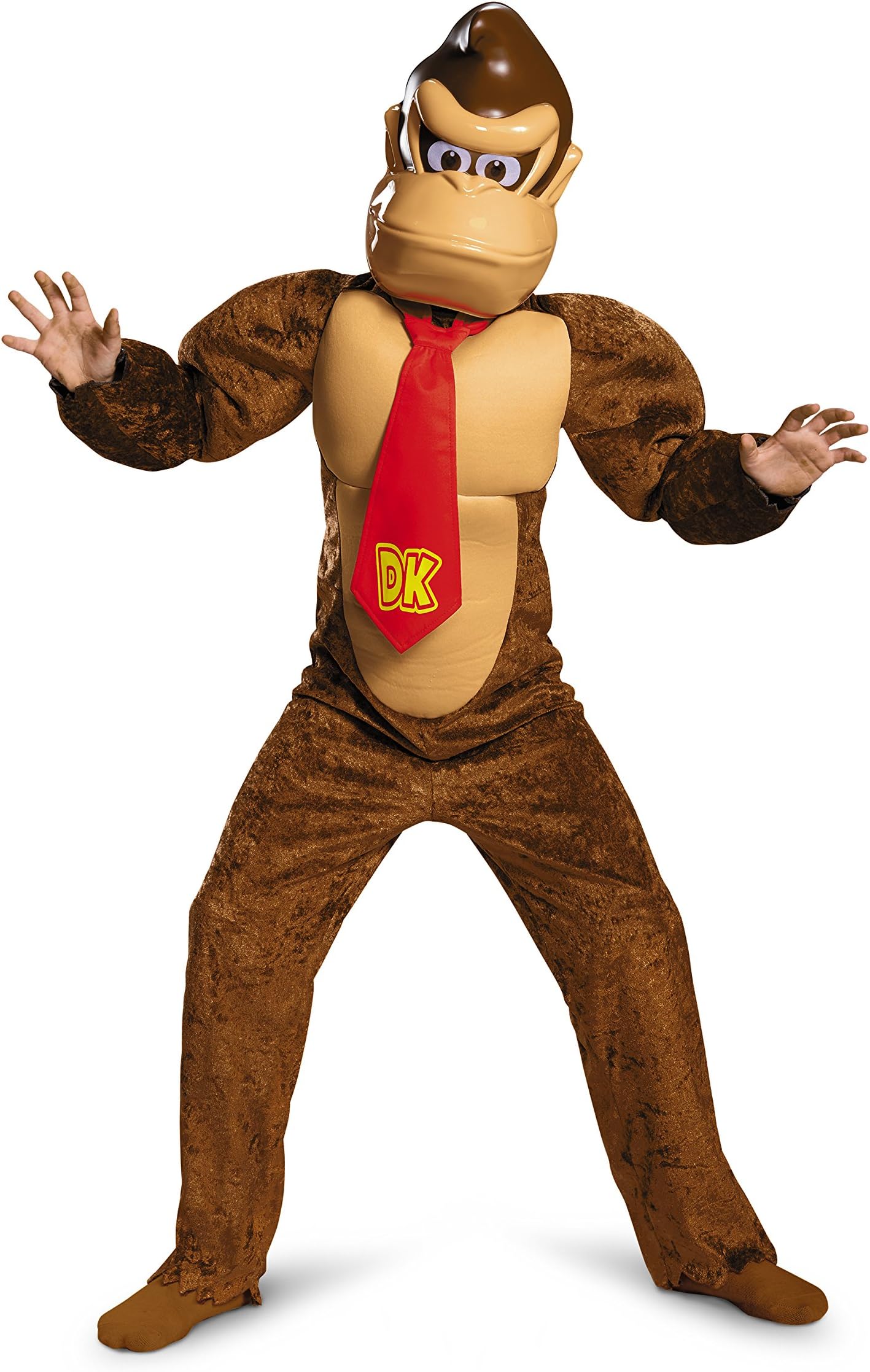 Super Mario Bros Donkey Kong Fancy Dress for Kids, Official Nintendo by Disguise, Includes Jumpsuit with Padded Torso, Iconic Red DK Tie and Donkey Kong Mask