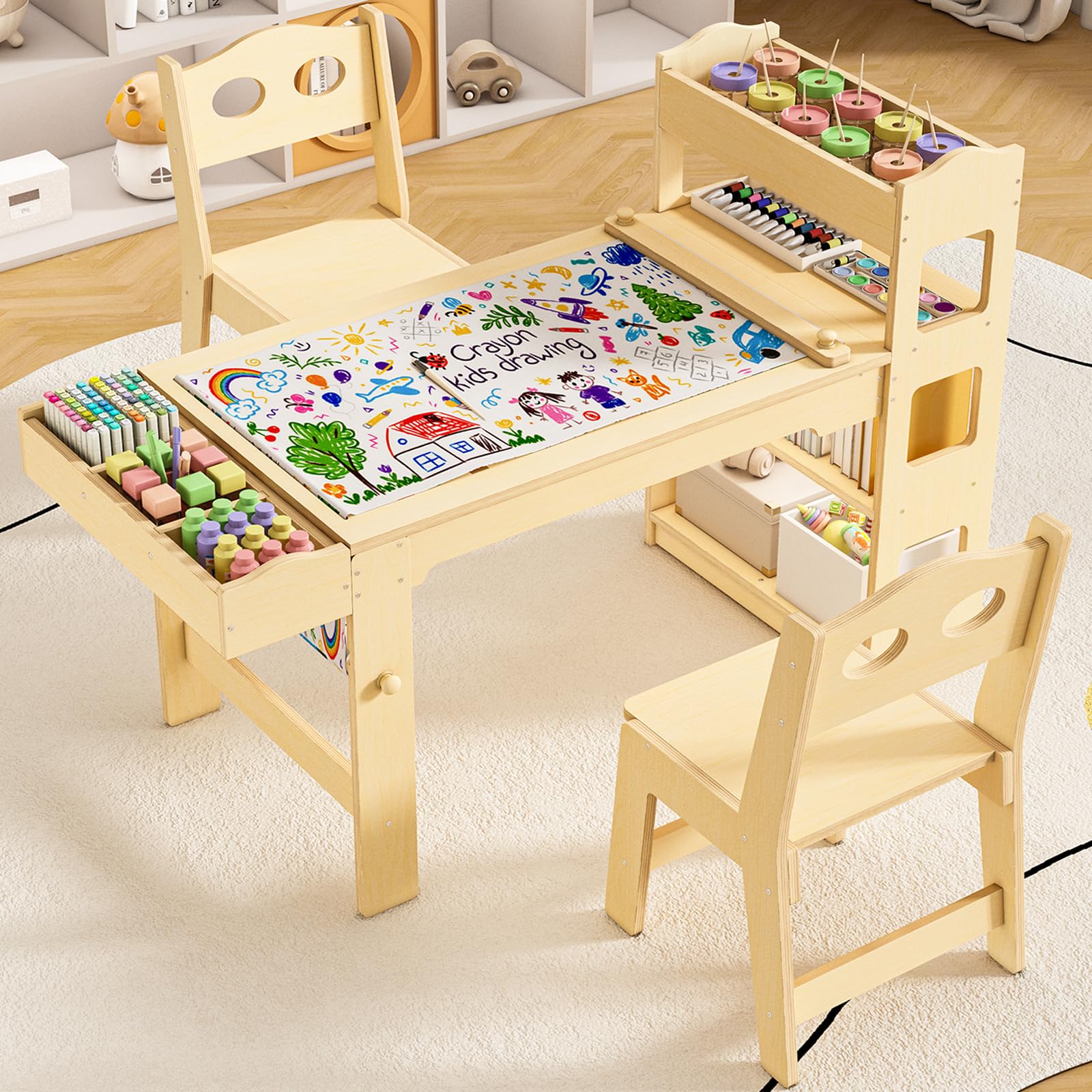 Acenova Kids Art Table and Chairs Set