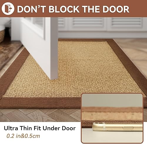 Miniatura 3 de Tapete de baño antideslizante, ultra delgado, suave como el yute, parte trasera de goma, súper absorbente, de secado rápido, apto para debajo de la