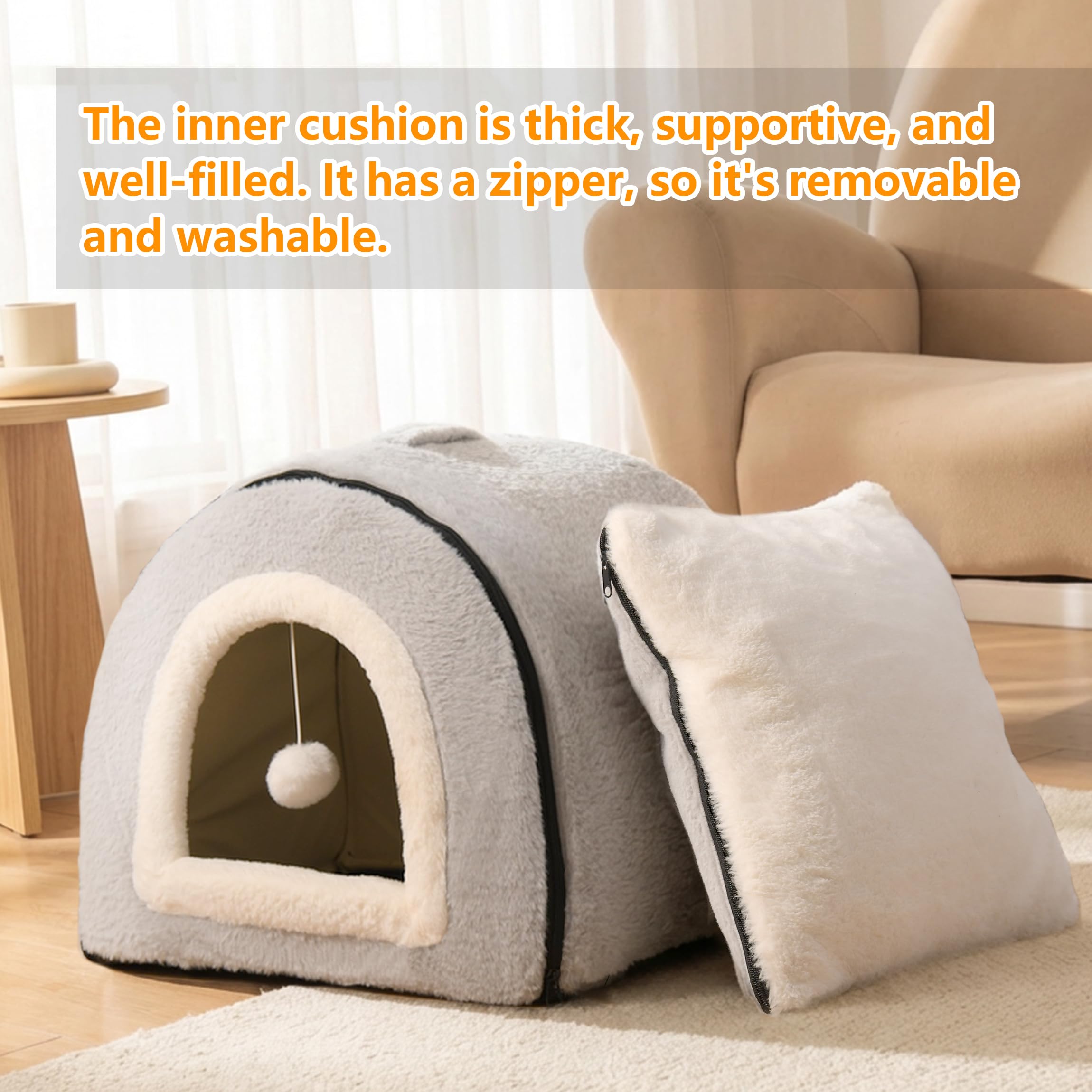 Amazon.com : OMIVIER Cat Bed for Indoor Cats，Foldable cat cave