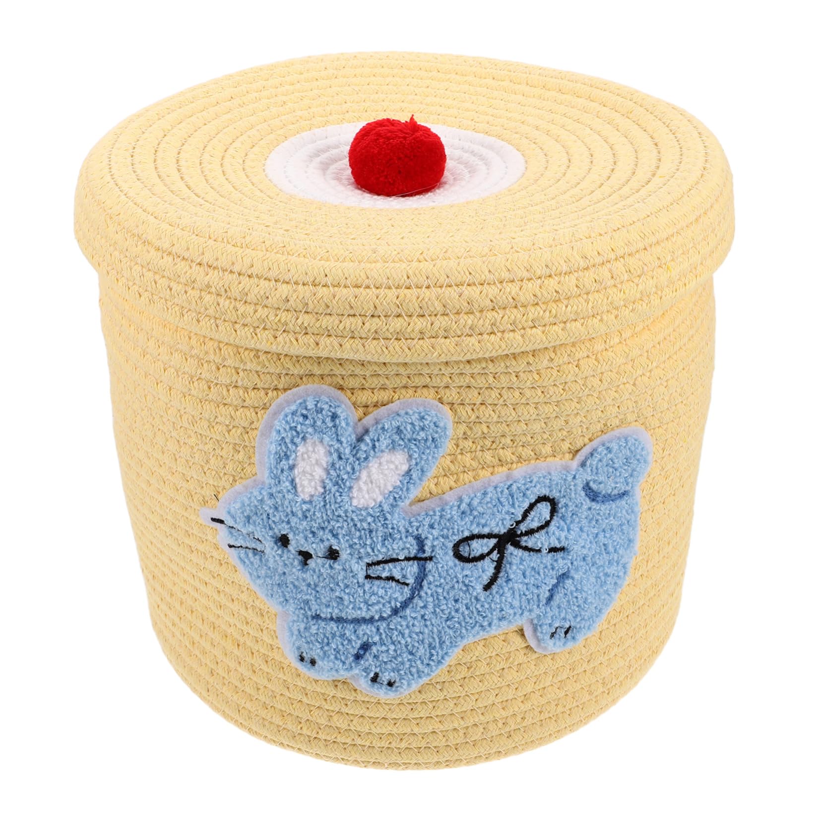 Cabilock Woven Cotton Rope Storage Basket Mit Deckel Handgefertigte Aufbewahrung Für Snacks Und Wohnaccessoires Vielseitiger Organizer Für Schreibtisch Und Hase