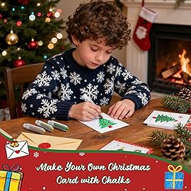 NewFamily Christmas Chalk Set for Kids(24 Pcs) - Washable Non-Toxic Colored Chalk with Coloring Sheets, for Chalkboard Blackboard Art, Creative Holiday Gift for Kids