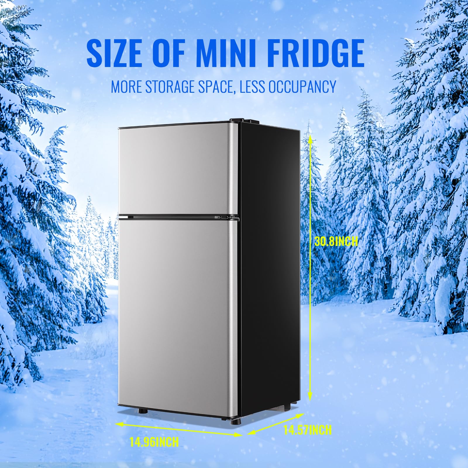 Tacool 5.0 Cu.Ft Mini Refrigerator With Freezer Small Fridge Drink Holder Double Door Refrigerator Adjustable Glass Shelves For Home,Apartment,Office Silver on Fridge.com - View 6
