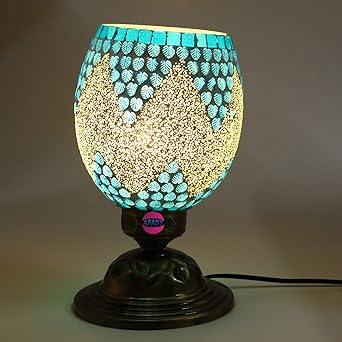 Afast Designer Metal Table Lamp with Hand Decorative Colorful Glass Shade for Lighting Effect