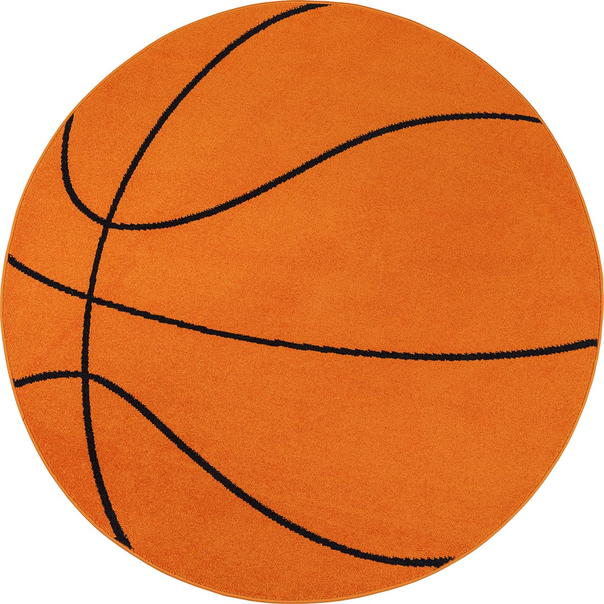the carpet Lou Tapis doux pour enfants, tapis de jeu, poils doux et douillets, facile à entretenir, couleurs résistantes, motif de basket-ball, orange, 160 cm de diamètre