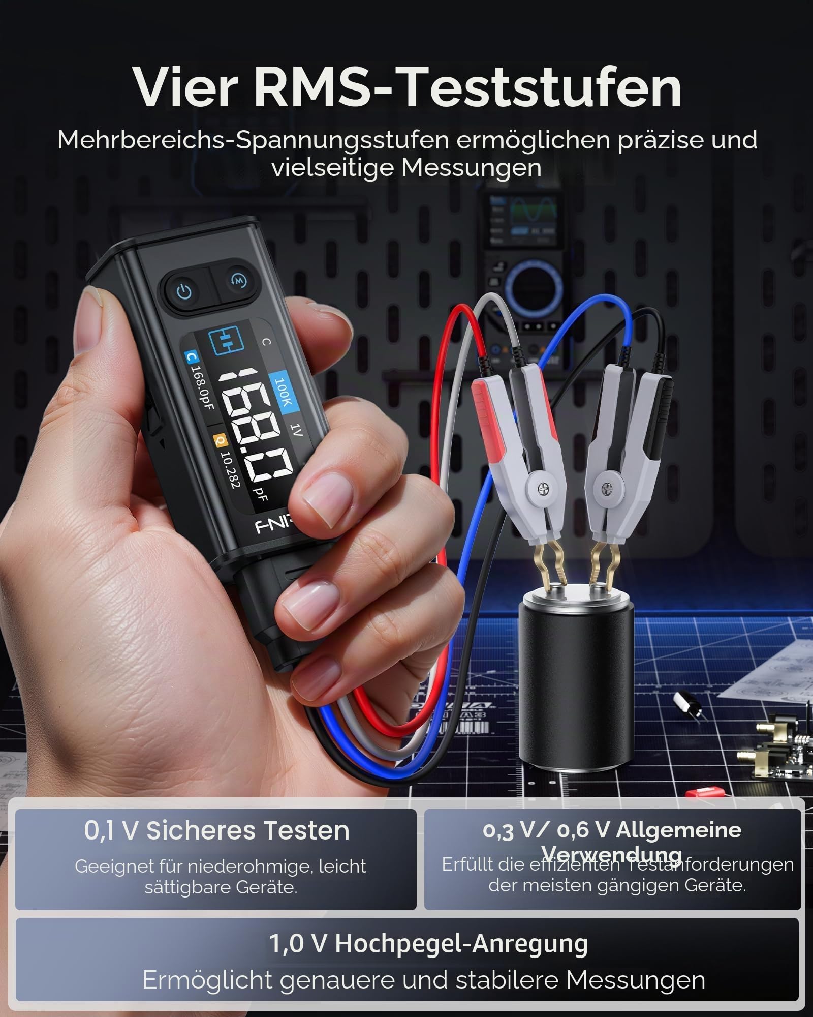FNIRSI LCR-ST2 100kHz LCR-ESR-Meter mit Stromzangen, Automatischer Vergleichs- und Sortierfunktion, Prüft Widerstände, Kondensatoren, Induktivitäten, Dioden, Spannungen, Durchgang, Vollband-Scan