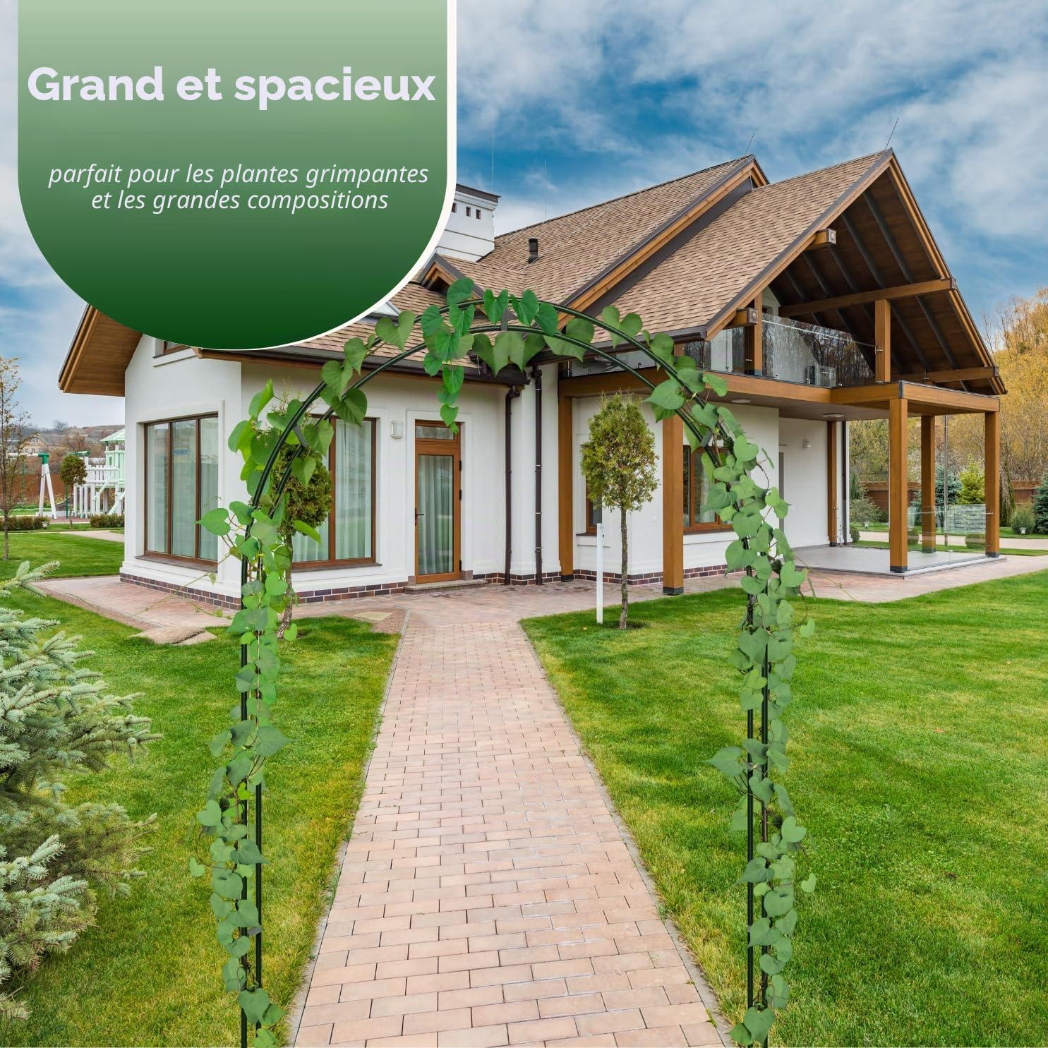 Garden Mile Arche de tonnelle de Jardin Robuste avec Cadre en Acier, Panneaux résistants aux intempéries pour Plantes grimpantes d'intérieur et d'extérieur (8ft)