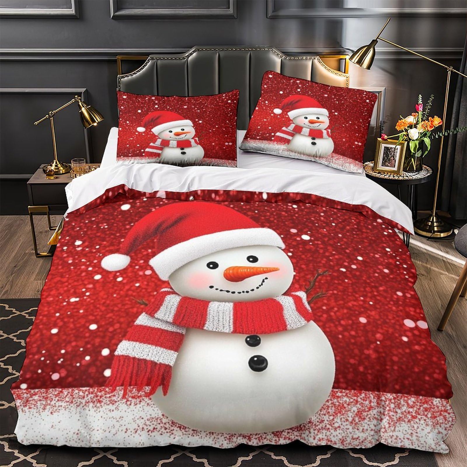 Housse de couette bonhomme de neige ultra douce et résistante en microfibre premium