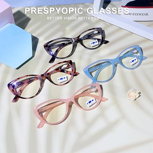 Miniatura 5 de Paquete de 2 lentes de lectura a la moda con diseño de ojo de gato para mujer, anti luz azul, para lectura de computadora, lindos anteojos para
