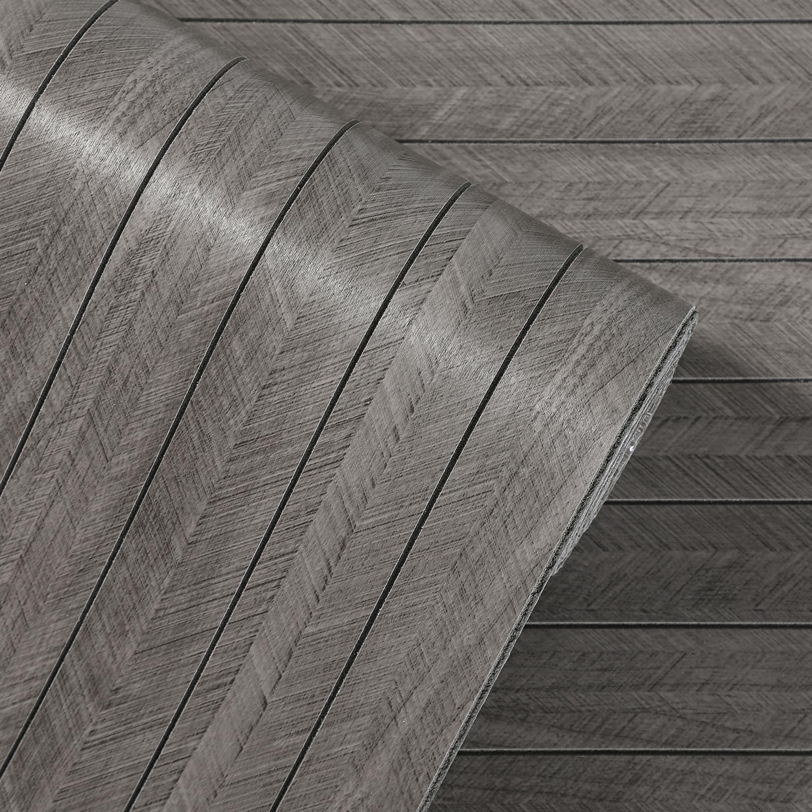 Anttyscar 3Roll Dark Grey Peel and Stick Wall Panels 3D Self Adhesive Wall Panel Wood Slat Panelling Effect Insulating Wallpaper for Living Room Bedroom Hallway, 3mm Thick Sound Insulation, 300x40CM — image 1