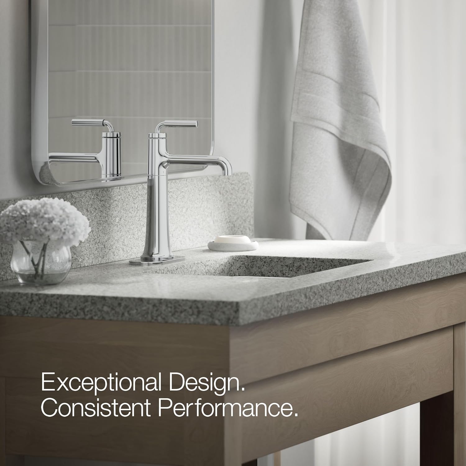 Kohler 26437-4-CP Tone™ Tall Single-Handle Bathroom Sink Faucet, 1.2 gpm, Polished Chrome