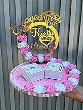 CREATIVE HORIZON Personalized Name Multicolor Artificial Flower Engagement Ring Tray Platter, Decorative Platter sfor Ring Ceremony