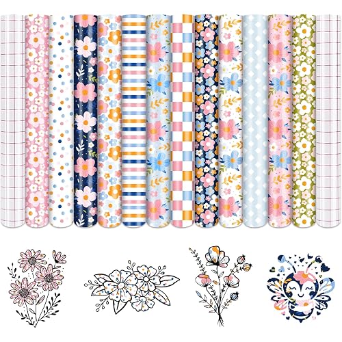 Tintnut Candy Flowers Permanent Vinyl 12x10in 12 Pcs Self Adhesive Vinyl