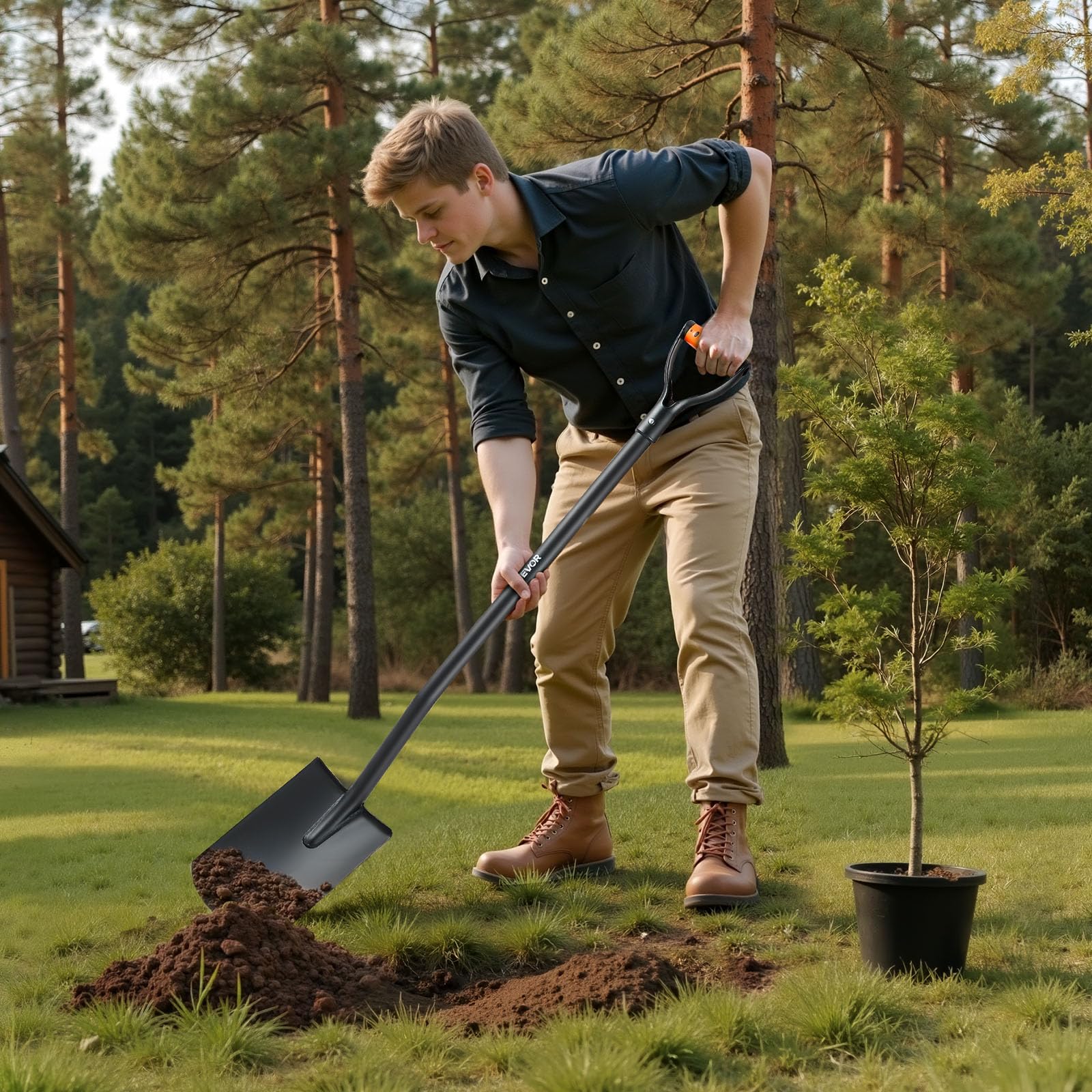 VEVOR Pala, Pala Plana Resistente, Desmontable y de fácil Almacenamiento, para jardinería, construcción, excavación y Pala de Nieve