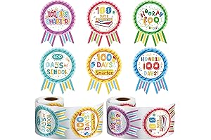 Supreme 100th School Day Celebration Pack: 204 Reward Stickers, Ribbons, and Motivational Tags