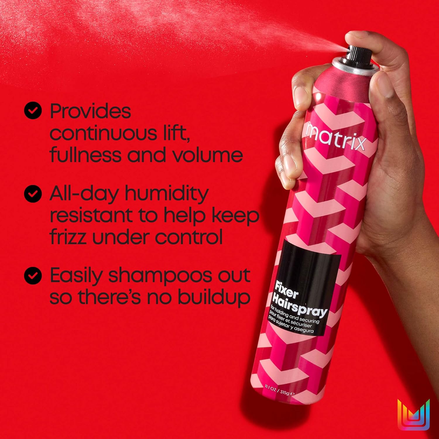 Matrix Styling Fixer Hairspray - Adds Flake-Free Lift, Fullness and Volume, Controls Frizz, Dry Finish With Flexible Hold, For All Hair Types, Vegan, 11.1 Oz - Image 2