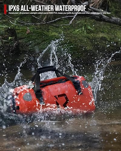 Miniatura 3 de IRON JIA'S Bolsa seca para motocicleta  Bolsa impermeable y bolsa trasera de equipaje, bolsas de sillín con cierre superior enrollable, correas para