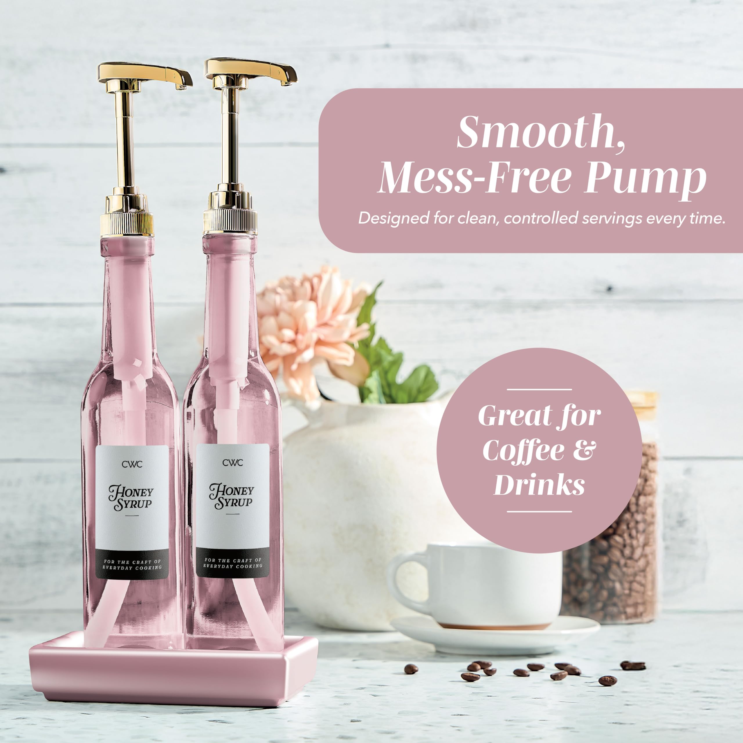 Amazon.com: COOK WITH COLOR Glass Coffee Syrup Dispenser with Pump