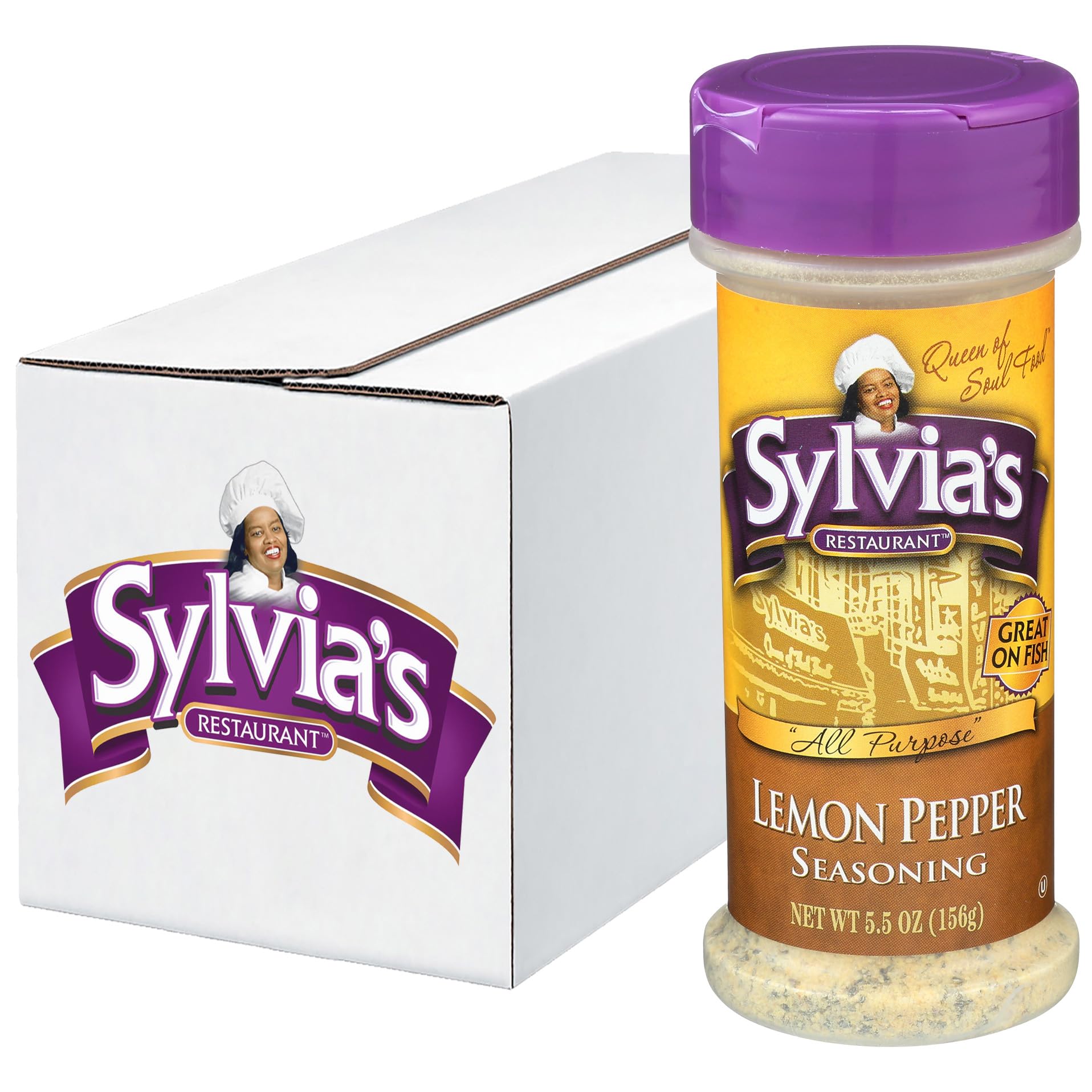 Sylvia's Lemon Pepper Seasoning, 5.5 Ounce Containers (Pack of 12)