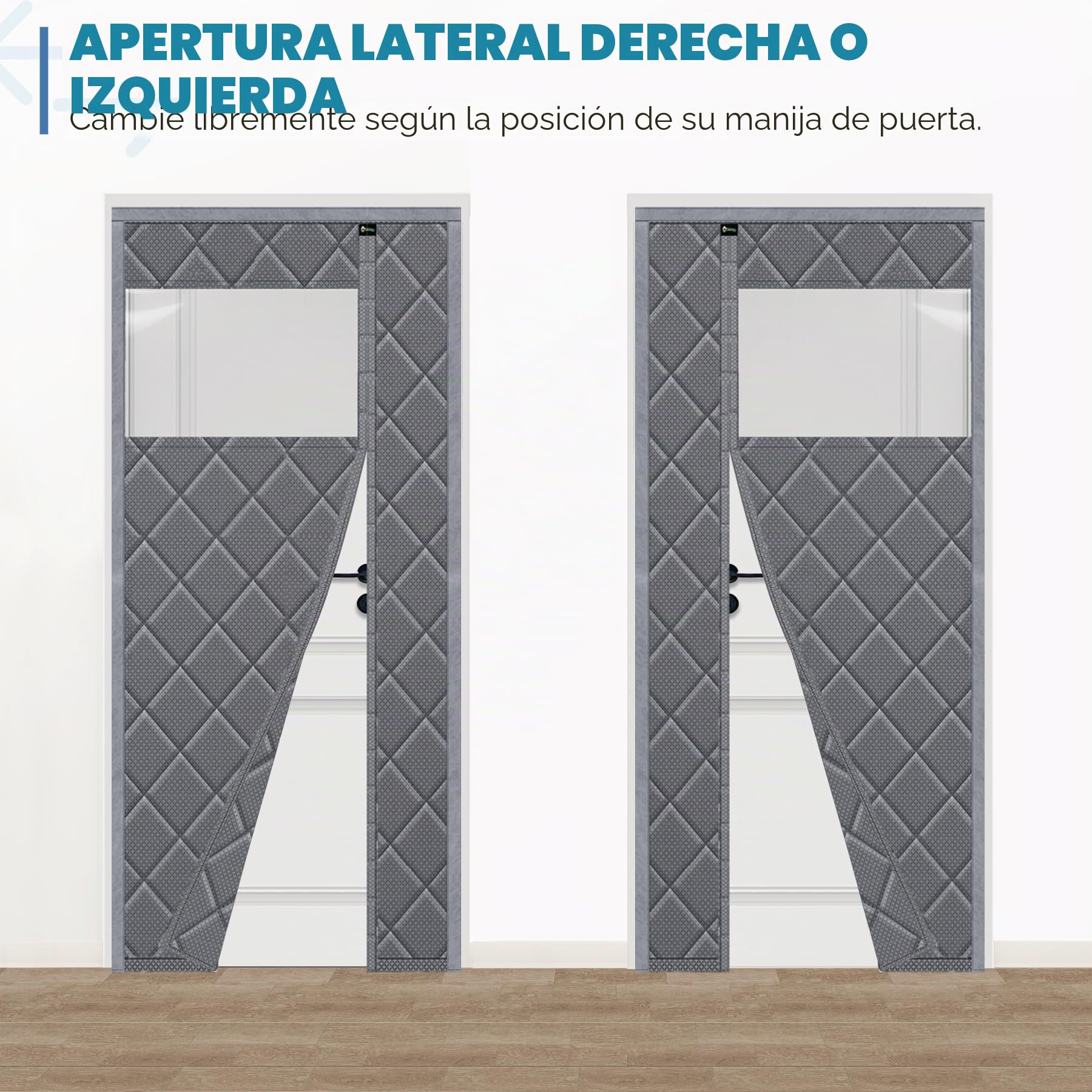 Cortina Térmica Magnética Sekey 80x200cm, Protección contra el Frío, Cortina Térmica para Puertas, Apertura Lateral, Cortina Térmica Sin Taladrar (con Ventana)
