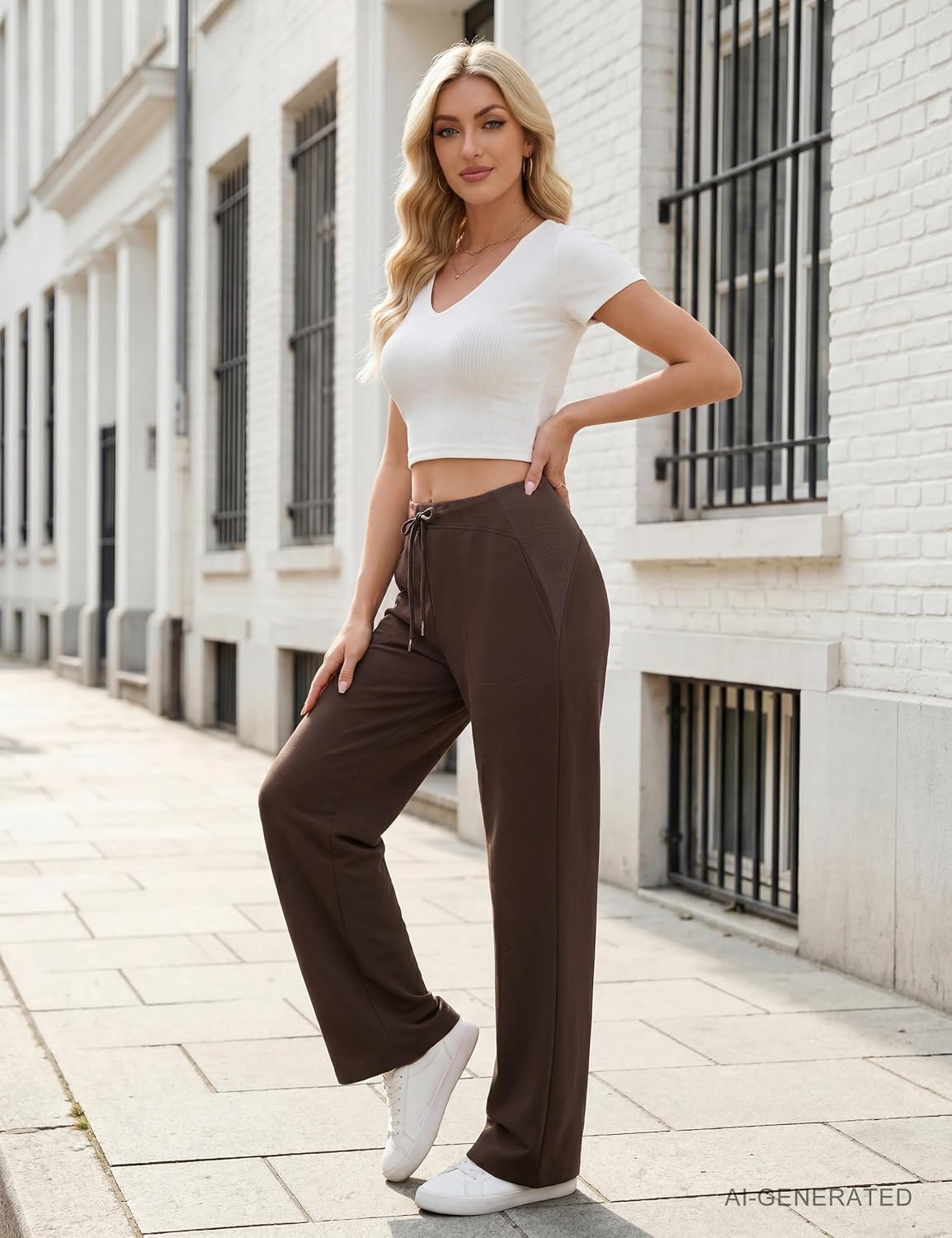 Blooming Jelly Womens Wide Leg Casual Yoga Pants with Pockets Lounge Dress Pants Comfy Trousers Slacks