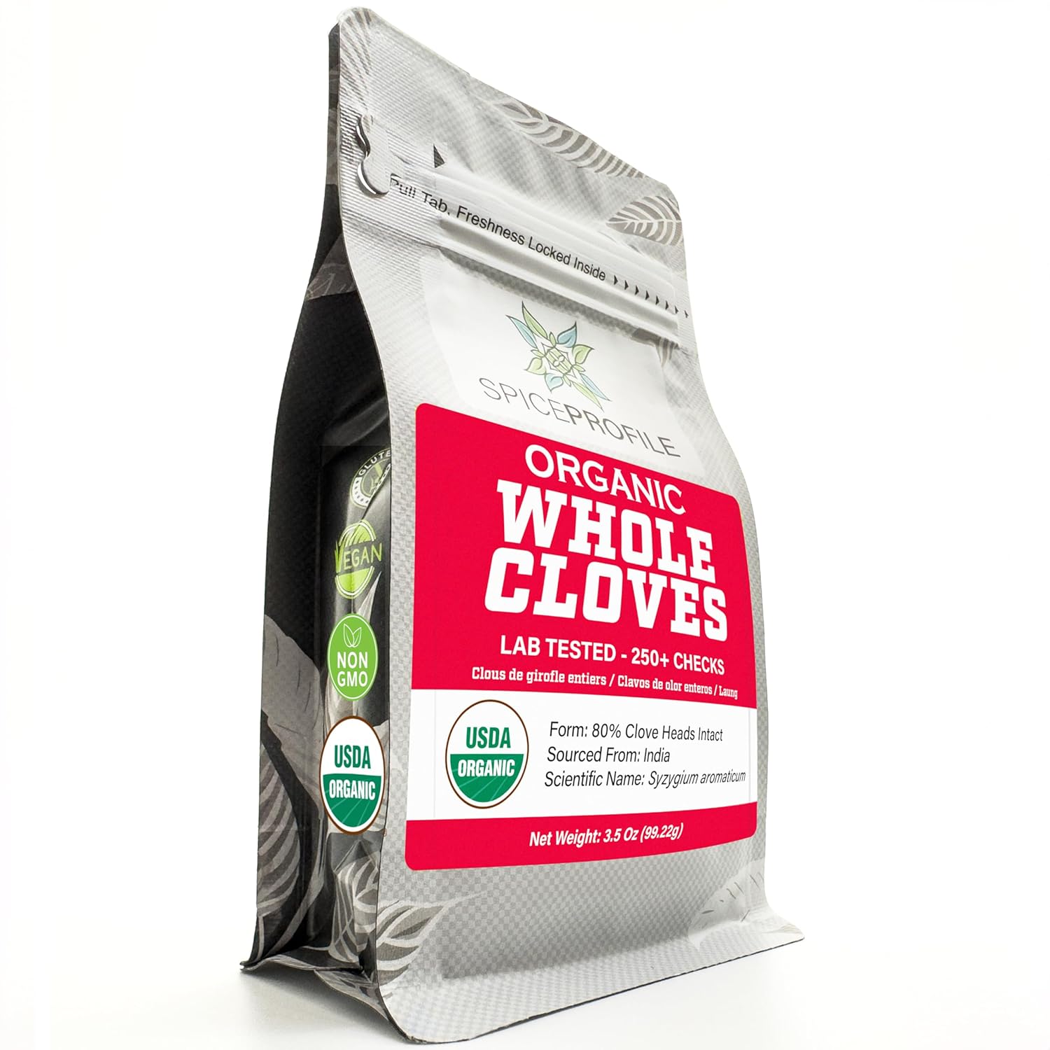 Spice Profile USDA Organic Whole Cloves, Lab Tested, Resealable 3.5 oz Pouch, Laung, Clavos de Olor
