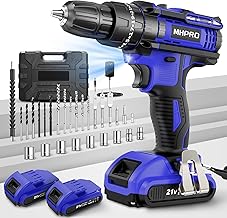 Trapano Avvitatore Batteria, MHPRO Avvitatore a Batteria 21V con 2 Batterie da 2.0Ah, 42N.m di Coppia, 2 Velocità, 25+3 Coppia, 30 Accessori, Luce a LED, Per il fai da te, in Casa e Giardino