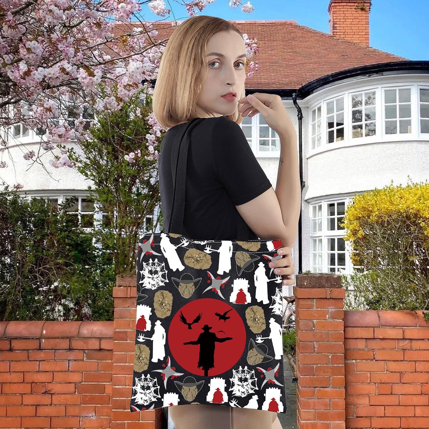 LEVLO Jack & Hayes Canvas Tote Bag Horror Movie Fans Gift Jack & Hayes Shoulder Bag Horror Movie Merchandise image 5
