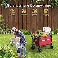 Vista 23 de Carrito plegable con ruedas plegable – Carros plegables resistentes para comestibles, deportes, jardín, compras, camping