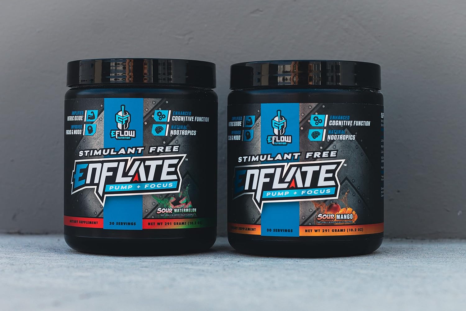 eFlow Nutrition Enflate Stimulant Free Preworkout Supplement - Pump and Focus Nootropic Pre Workout Powder to Boost Focus for Men & Women - Sour Mango (30 Servings)