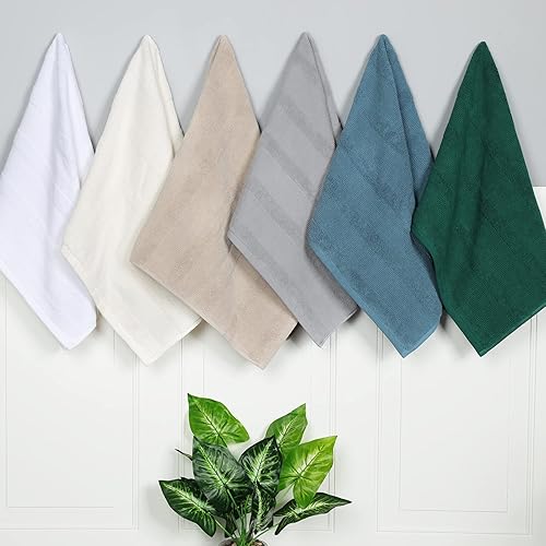 Miniatura 7 de Superior Roma Cotton - Juego de toallas surtidas de 6 piezas, altamente absorbentes, acanaladas, de secado rápido, para ducha, artículos básicos de