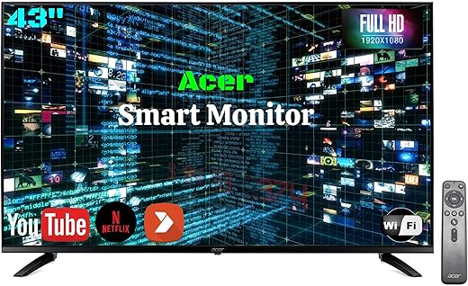Acer DA430 43 Inch Smart Full HD IPS Panel LCD Monitor with LED Backlight I Streaming TV, Netflix, YouTube I Media Playback I Wireless Mirroring I…