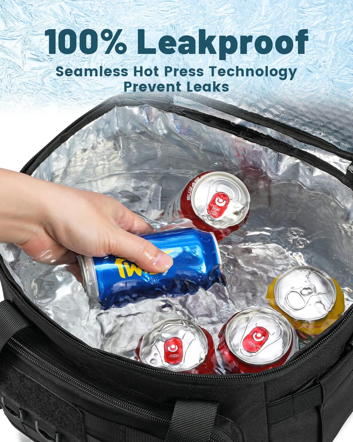 RalChyez Tactical Lunch Box, 20L Large Heavy Duty Double Deck Insulated Lunch Bag Leakproof Expandable Tote Cooler with Shoulder Strap for Adult Men Women Work Fishing Picnic Travel Black - Image 6