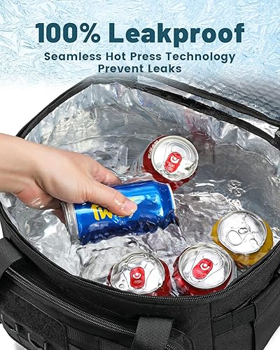 Miniatura 6 de Lonchera táctica, bolsa de almuerzo aislada grande de 13 L, con correas Molle, a prueba de fugas, con correa para el hombro, para adultos, hombres,