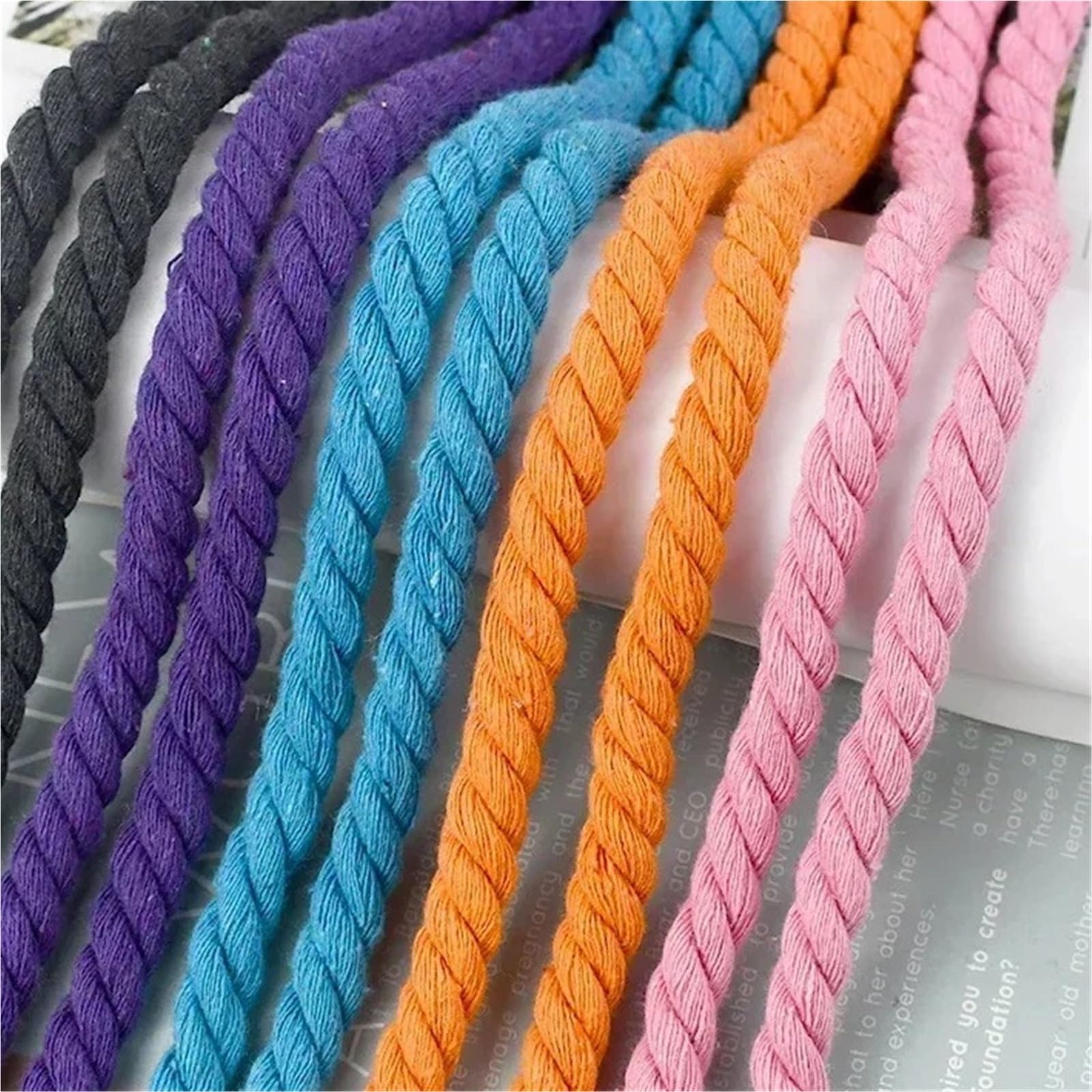 Hilo de Macramé Cordones de algodón Trenzados 5 Metros y 3 Partes, Cuerda macramé 5/8/10/12/20mm, Bolsa for decoración del hogar, Cinta cordón, Accesorios Costura DIY(Lakeblue,20mm-5Meters)