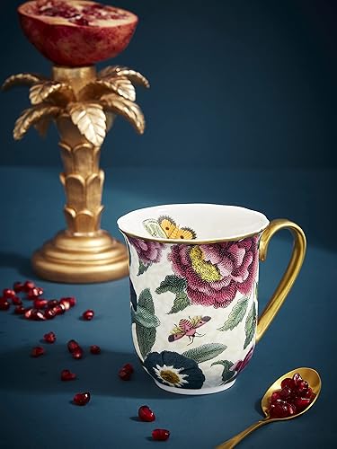 Miniatura 3 de Spode Creatures of Curiosity Collection - Taza de café floral crema, 12 onzas, borde dorado y asa, hecha de porcelana fina, tazas para café, taza de