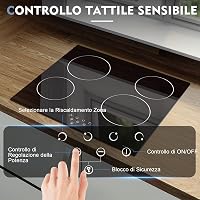 NOXTON 60 cm-es Üvegkerámia Főzőlap 4 Égővel Fekete Elektromos Érintésvezérlés 9 Fokozat 4