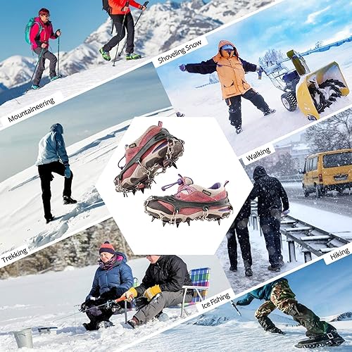 Miniatura 5 de Crampones de 11 picos para niños, botas de senderismo, tacos de hielo, 11 dientes, antideslizantes, para senderismo, escalada, caminar, niños