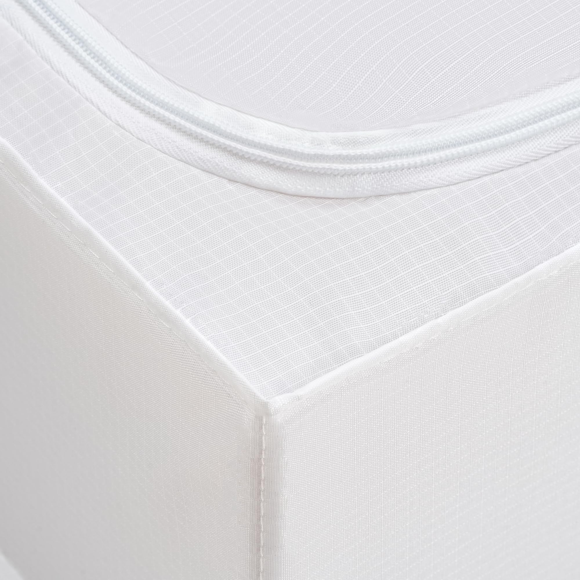 TYEERS Boîte Rangement sous Lit avec Couvercle, Tissu Durable, Lavable, Pliable, Bac Rangement pour Vêtements, Couvertures, Draps, Chaussures, 70x42x18 cm, Lot de 2, Blanc