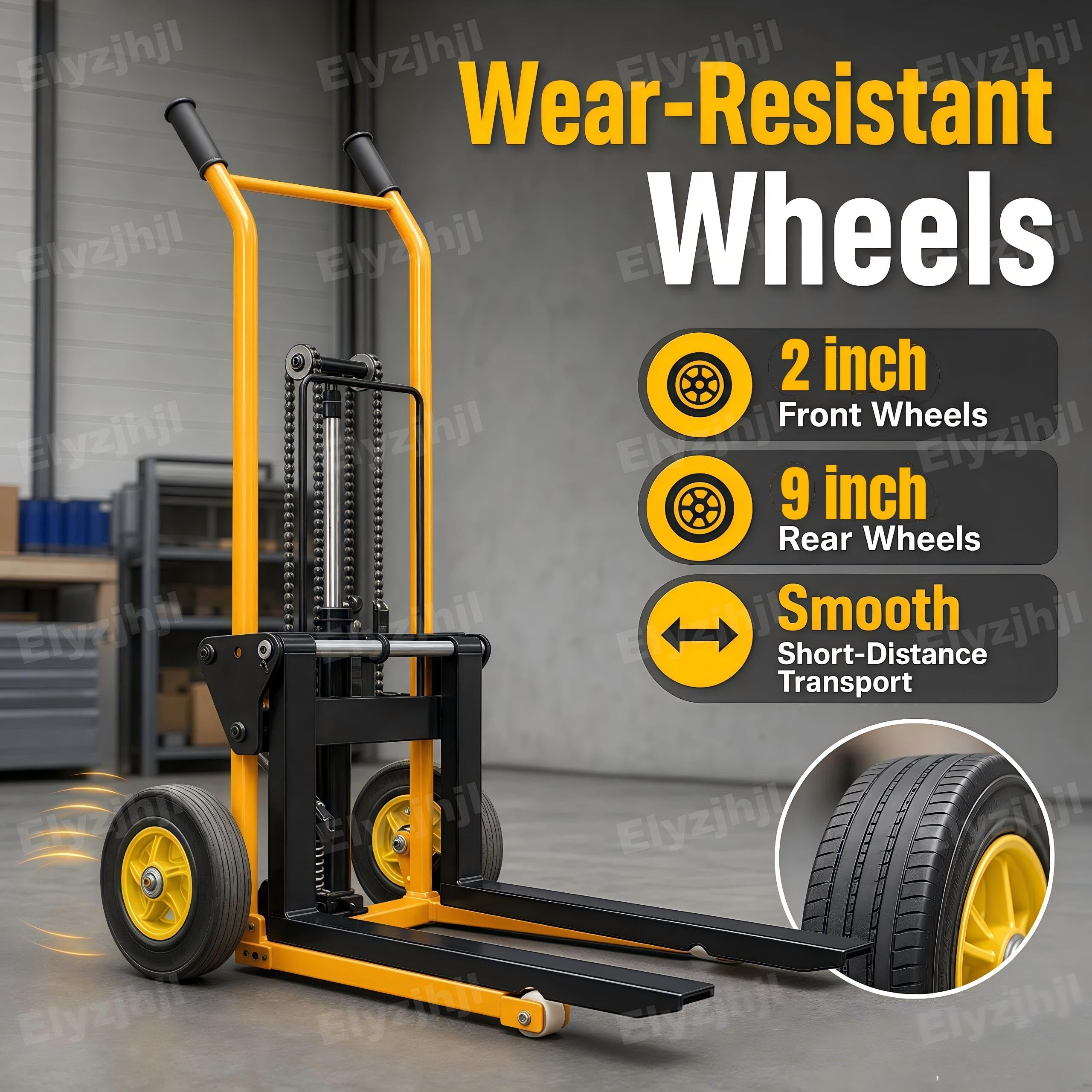Transpallet Manuale Elevatore Muletto Compatto Sollevatore Idraulico | Capacità 200 kg Altezza Di Sollevamento 90 cm Per Magazzini Stretti Forche Regolabili Carrello Elevatore Idraulico Materiali