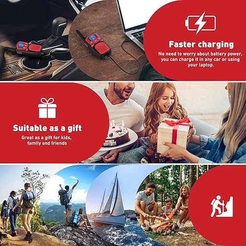 Miniatura 6 de WokTok Walkie Talkies para adultos de largo alcance recargable portátil de dos vías, equipo de campamento, sirenas SOS, alarmas meteorológicas NOAA,