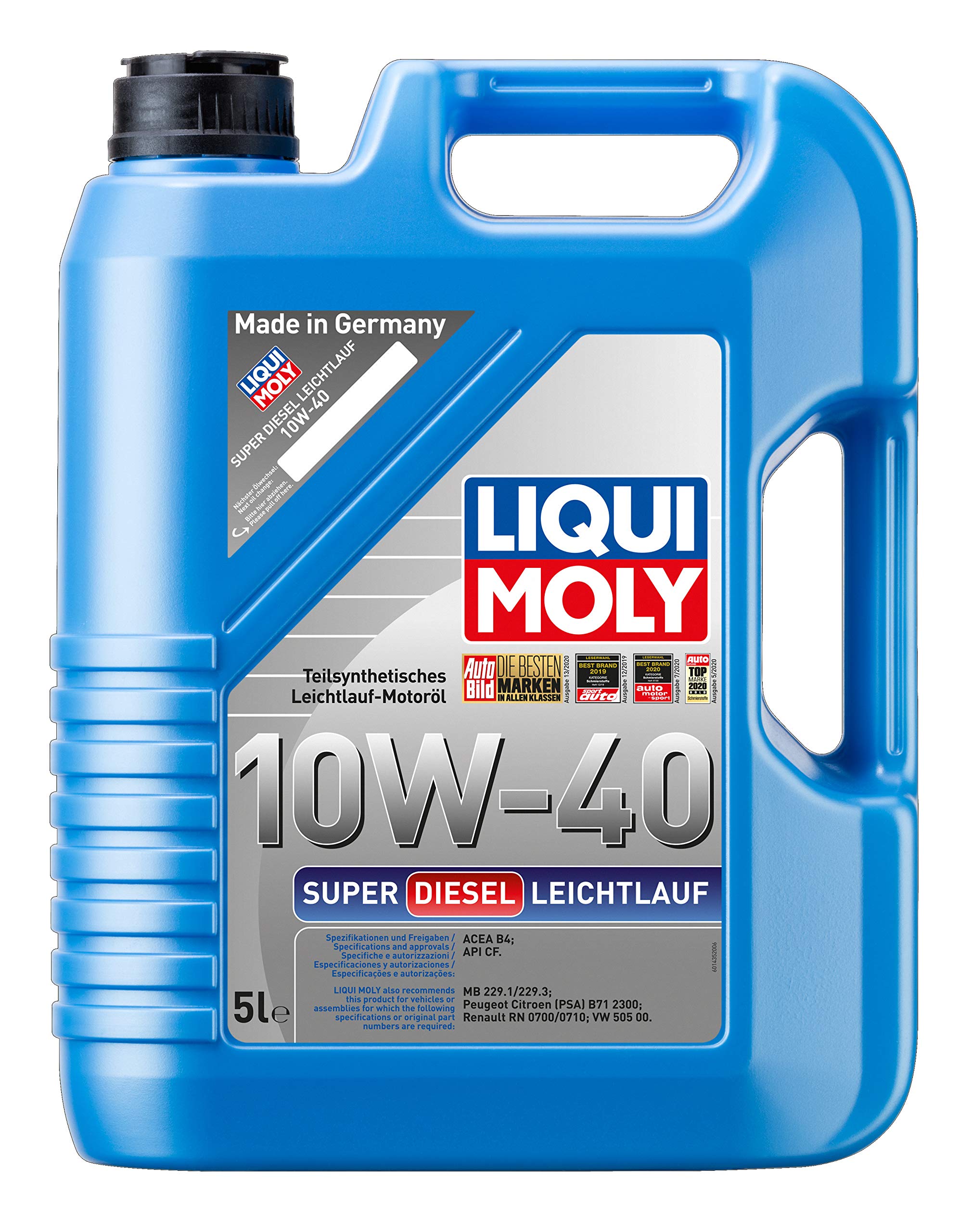LIQUI MOLY Super Diesel Leichtlauf 10W-40 | 5 L | Tecnología de síntesis Aceite de motor | 1435