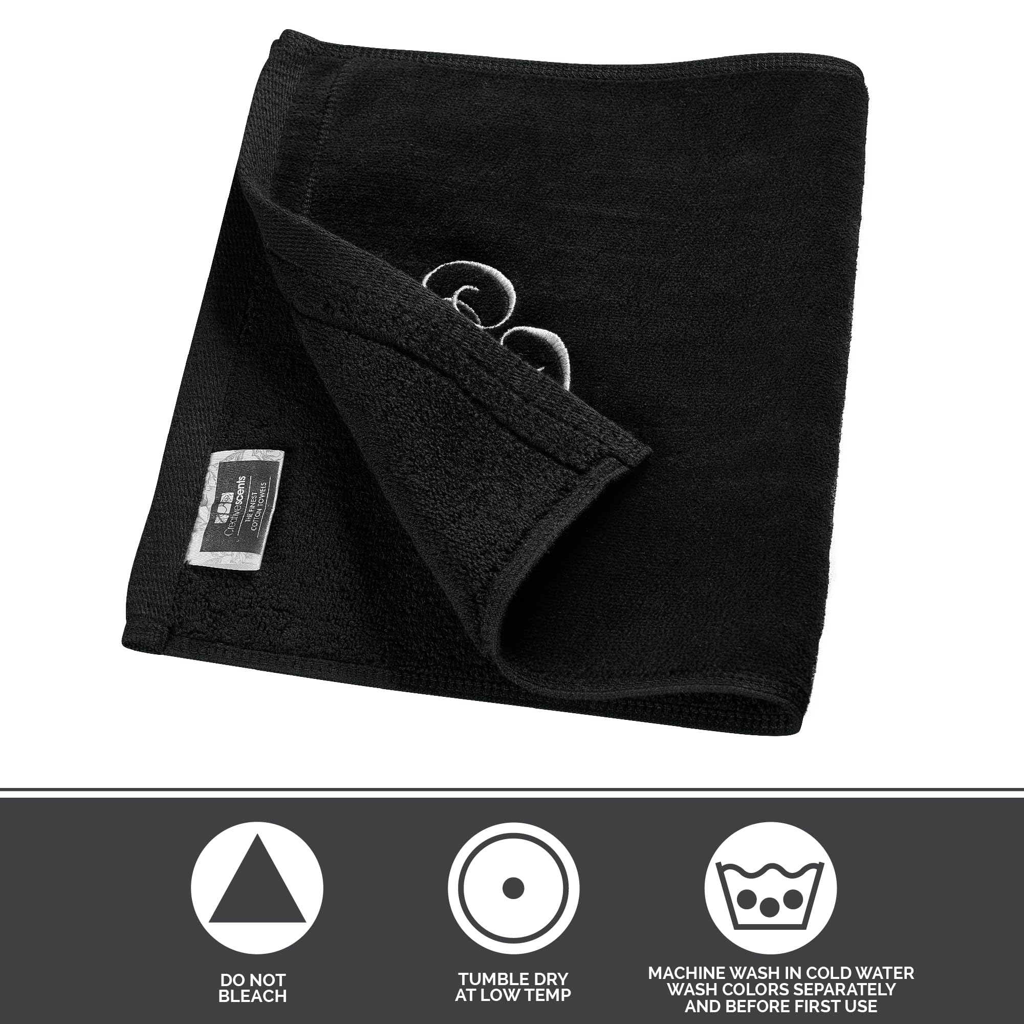 Toallas con Monograma, Regalo Personalizado, 11 x 18 Pulgadas, Juego de 2 Toallas Bordadas Blancas, Extra absorbentes, 100% algodón, Acabado de Terciopelo Suave, para baño, Cocina, SPA, Inicial D