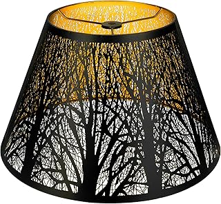 Medium Lamp Shade, ALUCSET Barrel Metal Lampshade with Pattern of Trees ...