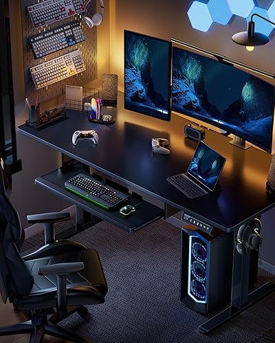 Miniatura 2 de ErGear Escritorio eléctrico de pie con bandeja de teclado de tamaño completo, escritorio de altura ajustable, escritorio de oficina en casa,