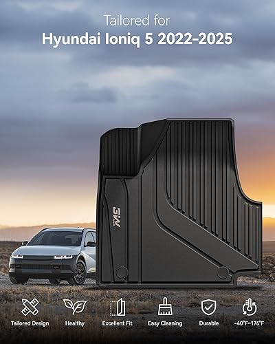 Miniatura 2 de 3W Alfombrillas para Hyundai Ioniq 5 2022-2023 (solo para consola deslizante), revestimiento de suelo de TPE para todo tipo de clima, ajuste